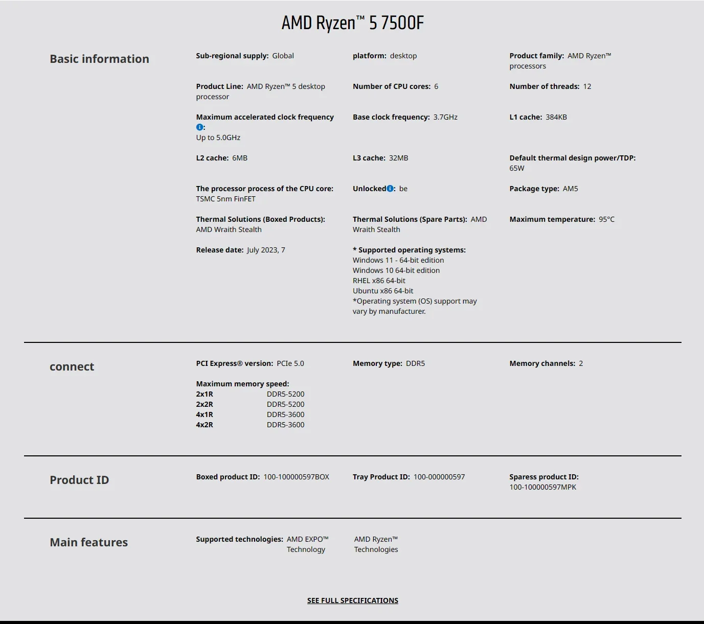 AMD Ryzen 5 7500F AM5 5nm Gami – Pc Gaming Ryzen 5 Bewertung und Preis
